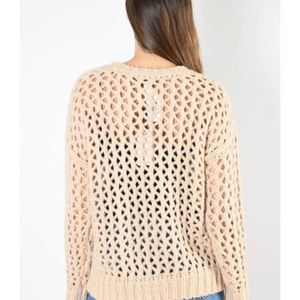 REISS BEIGE OPEN KNIT OVERSIZED 'NATALIE' SWEATER